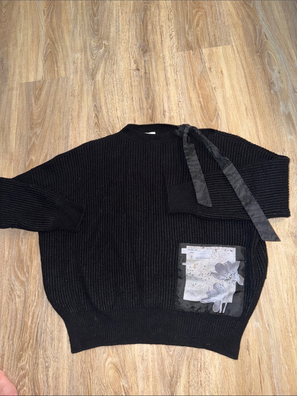 Beatrice .b Italia Black Ribbed Crewneck Sweater